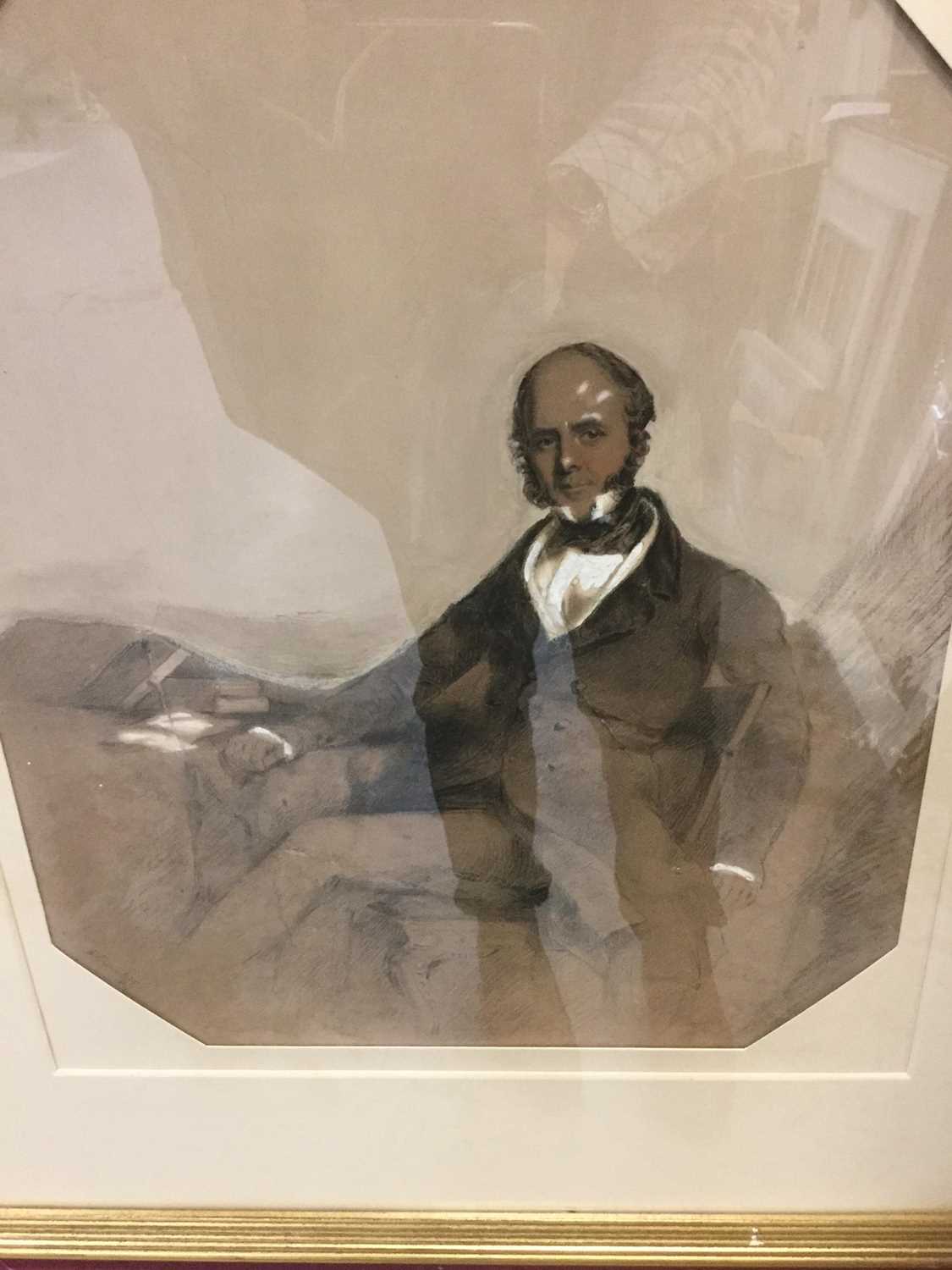 Lot 23 - 19th Century mixed media portrait of a seated gentleman in glazed gilt frame