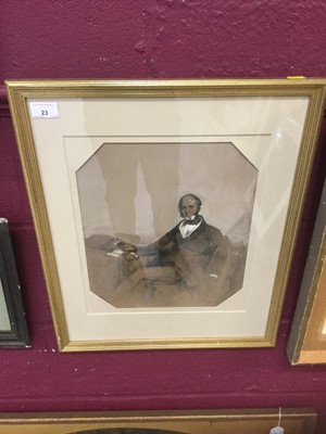 Lot 23 - 19th Century mixed media portrait of a seated gentleman in glazed gilt frame