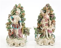 Lot 217 - Pair late 18th century Derby porcelain figures...