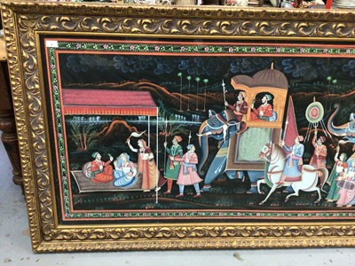 Lot 7 - Huge framed Indian painting on cloth of a processional scene