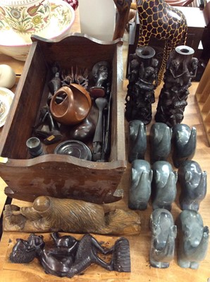 Lot 426 - African carved hardwood figures, ornaments and other treen