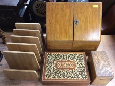 Lot 427 - Wooden stationery box, two other boxes and letter rack