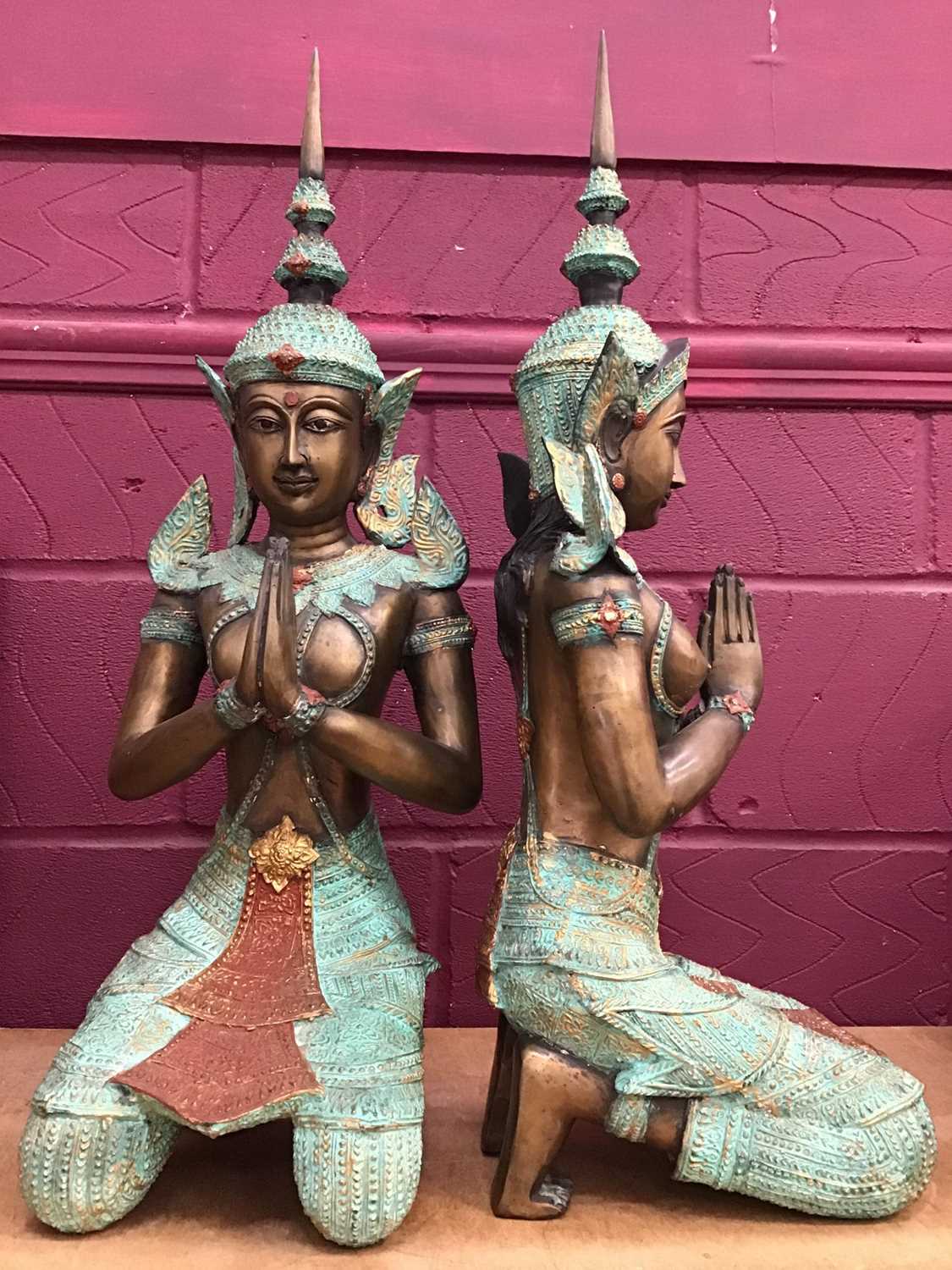 Lot 502 Pair of large Thai bronze thepanom
