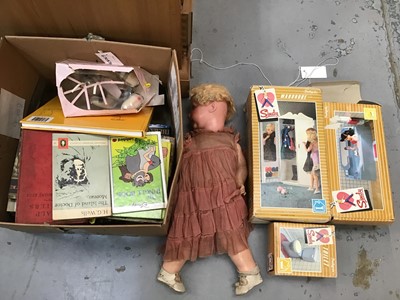 Lot 560 - Early 20th century Armand Marseille doll marked 996 A5M, Sindy wardrobe- boxed, Sindy bath - boxed, Sindy toilet - boxed, children's books and sundries