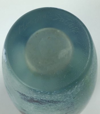 Lot 29 - Malcolm Sutcliffe blue art glass vase, decorated with dolphins