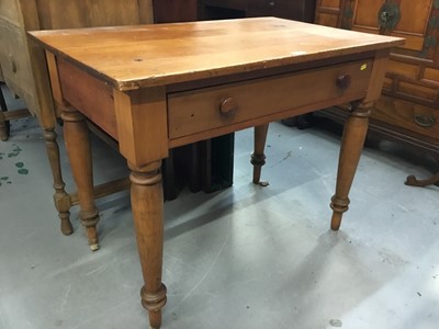 Lot 885 - Victorian pine side table with one long draw below