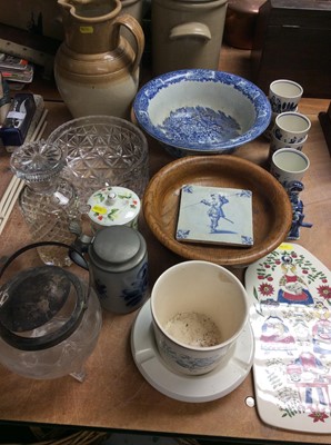 Lot 414 - Blue and white ceramics, Delft, glassware etc
