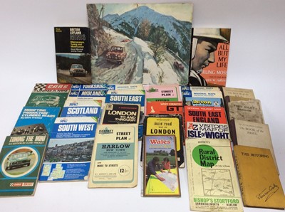 Lot 1215 - Group of assorted Automobilia to include Vintage road maps, lights and car related books (1 box)