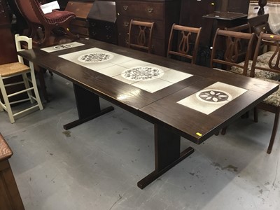 Lot 899 - Danish dining table with ceramic tile inserts, signed