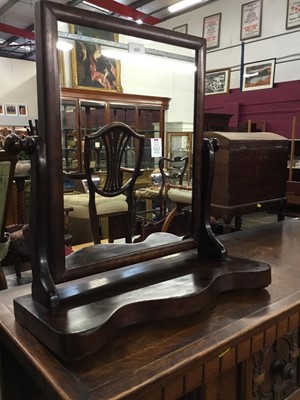 Lot 865 - Late Victorian mahogany framed swing toilet mirror and a painted mantel mirror with arched top (2)