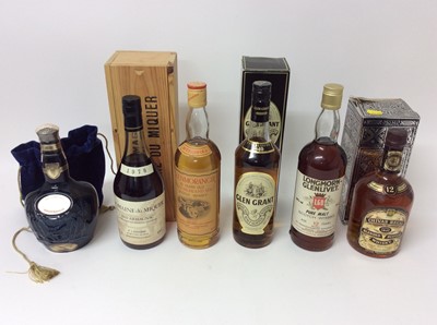 Lot 8 - Whisky - Longmore Glenlivet, Glenmorangie 10 year, Chivas Royal, Chivas Regal, Glen Grant and Miquer cognac (6)