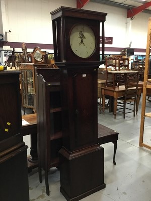 Lot 856 - 19th century 30 hour longcase clock with painted circular dial decorated with a bird  in oak case 191cm high