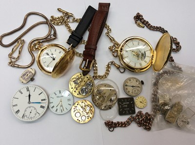 Lot 658 - Two contemporary pocket watches and various watch parts