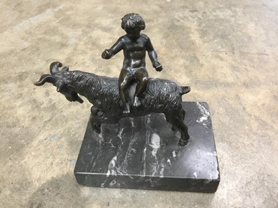 Lot 134 - Bronze figure of a cherub riding a goat