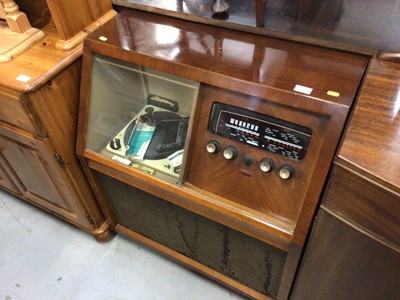 Lot 908 - 1950s Murphy A262R radiogram in walnut veneered cabinet with original instruction booklet, together with a mahogany sideboard, four dining chairs and a corner unit