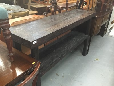 Lot 903 - Unusual rustic wood sideboard/hall table - 2 tier