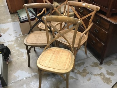 Lot 912 - Set of six bentwood kitchen chairs with X-frame backs