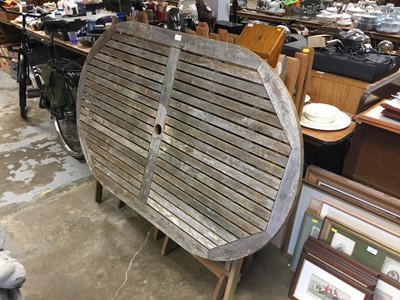 Lot 1015 - Teak folding garden table and six chairs