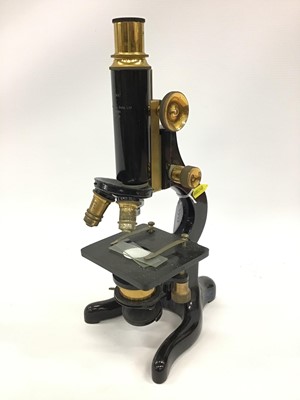 Lot 1932 - Watson brass lacquered microscope