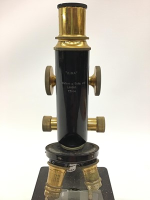 Lot 1932 - Watson brass lacquered microscope