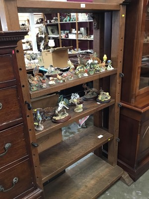 Lot 954 - Dutch solid oak cheese rack with three adjustable shelves with wrought iron pins