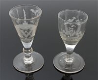 Lot 237 - Two Georgian toasting-type glasses - one...