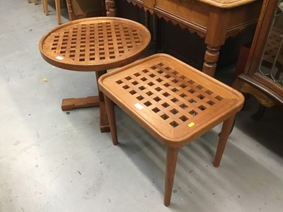 Lot 991 - Two teak tables with lattice-work tops