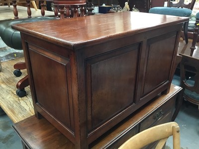 Lot 920 - Cherrywood blanket box with hinged lid and panelled front