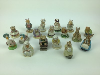 Lot 580 - Three Beswick Beatrix Potter figures, five Royal Albert Beatrix Potter figures and nine Royal Doulton Brambly Hedge figures