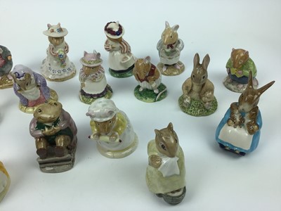 Lot 580 - Three Beswick Beatrix Potter figures, five Royal Albert Beatrix Potter figures and nine Royal Doulton Brambly Hedge figures