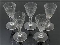 Lot 238 - Four Georgian port glasses with slice-cut...