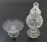 Lot 239 - Georgian glass sweetmeat dish with knopped air-...