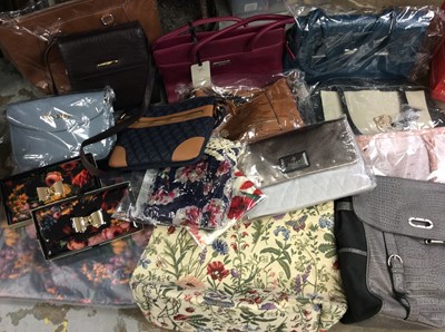 Lot 420 - Quantity handbags, purses and three scarves, mainly brand new