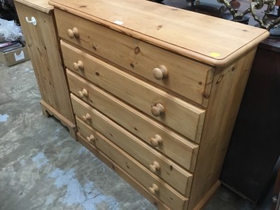 Lot 956 - Pine chest of five long drawers