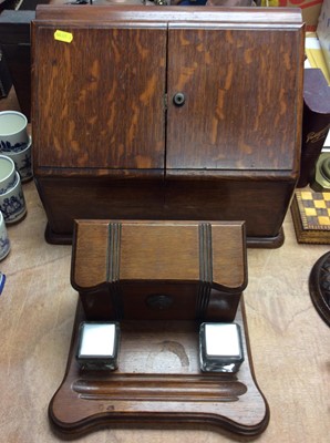 Lot 415 - Wooden stationery box by Army & Navy C.S.L together with a wooden inkwell/letter stand
