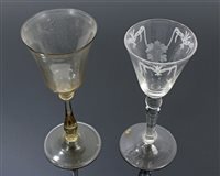 Lot 240 - 18th / 19th century Dutch wine glass with...