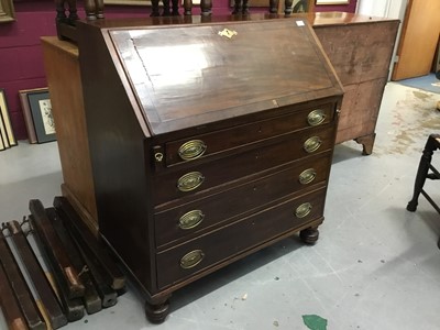 Lot 852 - Georgian mahogany bureau