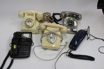 Lot 1868 - Vintage telephones to include a cream Bakelite telephone model 332CB