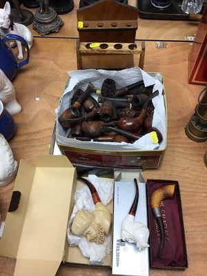Lot 298 - Collection of old pipes and two pipe stand