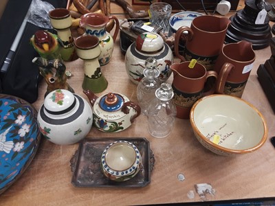 Lot 282 - Decorative ceramics, soapstone model, cloisonné charger and sundries