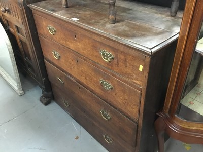 Lot 881 - 19th century oak chest of four long graduated drawers 93.5 cm