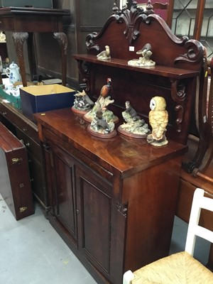 Lot 893 - Victorian mahogany chiffonier with ledge back, frieze drawer and two panelled doors below on platform base 91 cm wide, 156 cm high