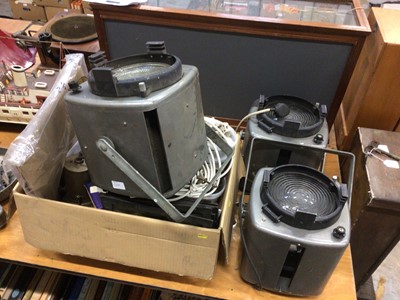 Lot 2068 - Collection of theatre lights - three lamps,two small floodlights and various accesories