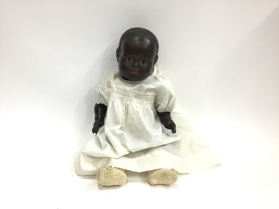 Lot 1544 - Vintage composite black doll in white dress