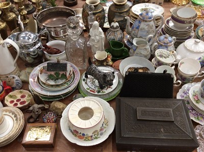 Lot 451 - Quantity tea ware, ornaments, glass decanters, metal and sundries