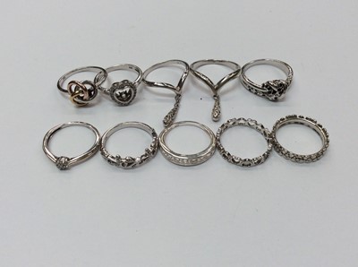 Lot 659 - Group ten contemporary silver dress rings