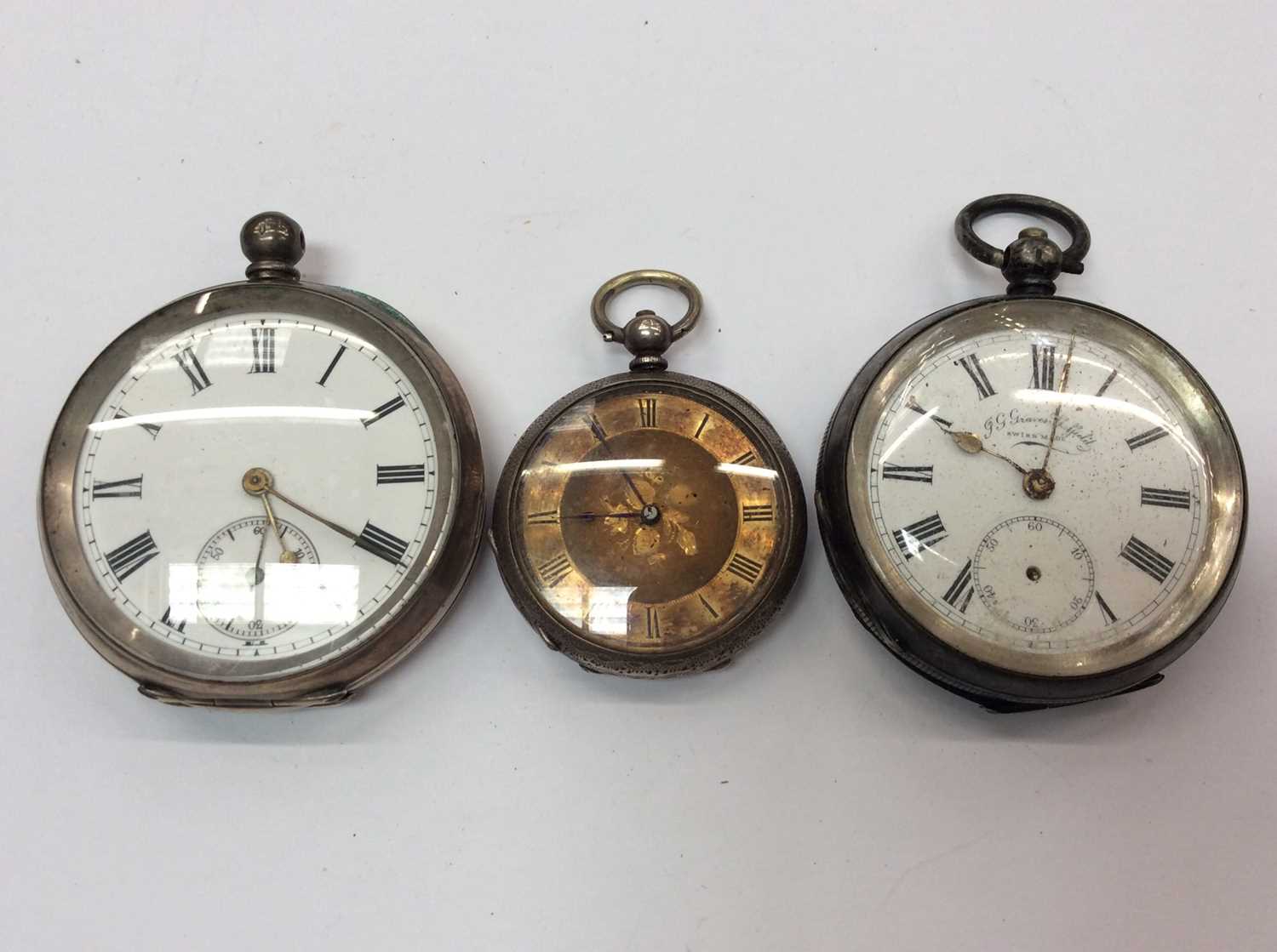 Lot 662 - Three silver cased pocket watches