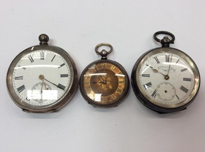 Lot 662 - Three silver cased pocket watches