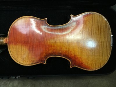 Lot 700 - Antique violin bearing label Antonius Stradivarius Cremonentis 1721, with bow in case