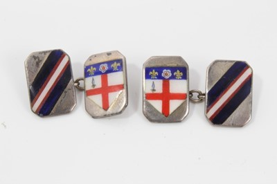 Lot 248 - Pair of silver and enamel cufflinks